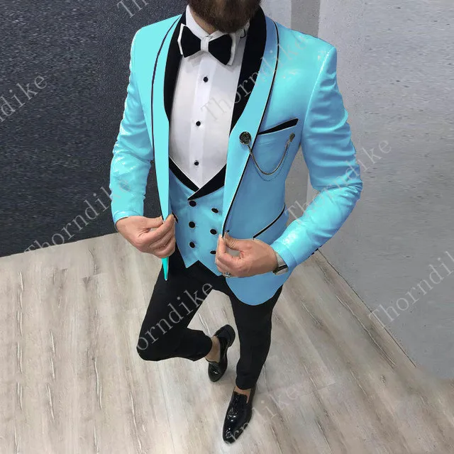 Purple Three Pieces Groom Suit Custom Made Tuxedos For Men Groomsman Bridegroom Wedding Best Man Suits( jacket+Pants+vest - Цвет: same as picture