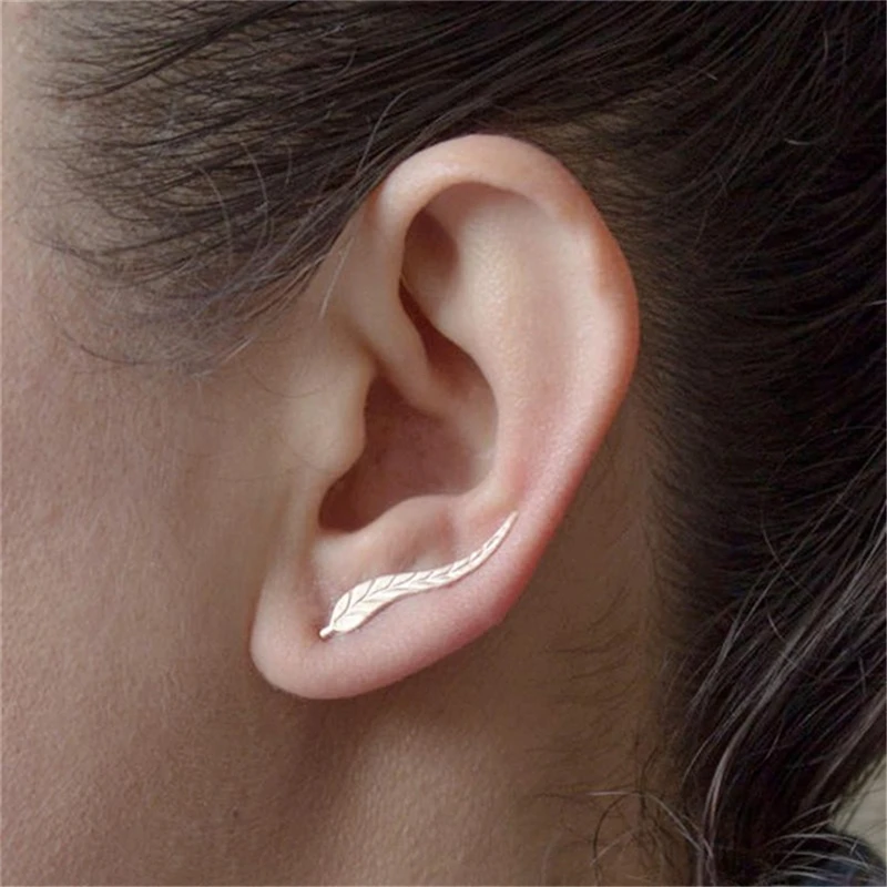 

925 Sterling Silver Leaf Stud Earrings Pierced Clip On Stud Earrings For Women Elegant Earring Fine Jewelry