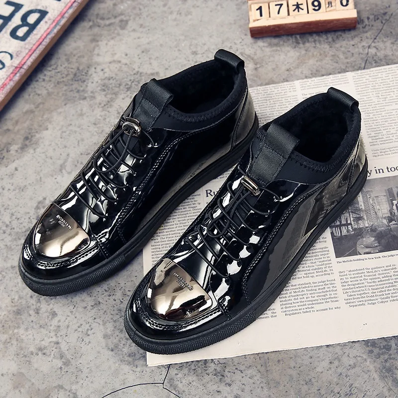 Men's bright leather spring shoes bright leather shoes set foot shoes trend men's wild warm casual shoes lazy shoes men Men's bright leather spring shoes bright leather shoes set foot shoes trend men's wild warm casual shoes lazy shoes men