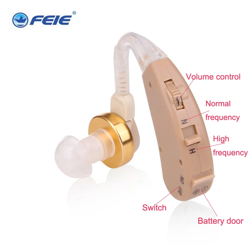 Слуховые аппараты Малый Мини за ухом лучший звук голоса усилитель Регулируемый тон дешевые слуховой аппарат для пожилых людей S-168