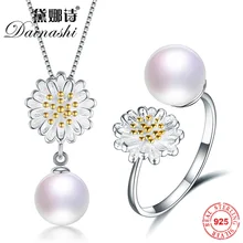 Dainashi, новинка, ювелирный набор из жемчуга, серебро 925, ожерелье, кольца, хорошее ювелирное изделие, наборы, настоящие подвески с пресноводным жемчугом, подарок на день Святого Валентина