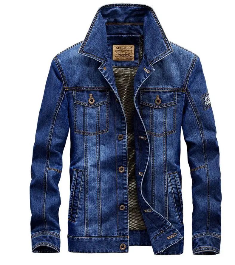 Afs Jep модная мужская джинсовая куртка для мужчин, военная джинсовая куртка, высшее качество, брендовая мужская куртка-бомбер, куртки, есть большой размер 4XL - Цвет: denim blue