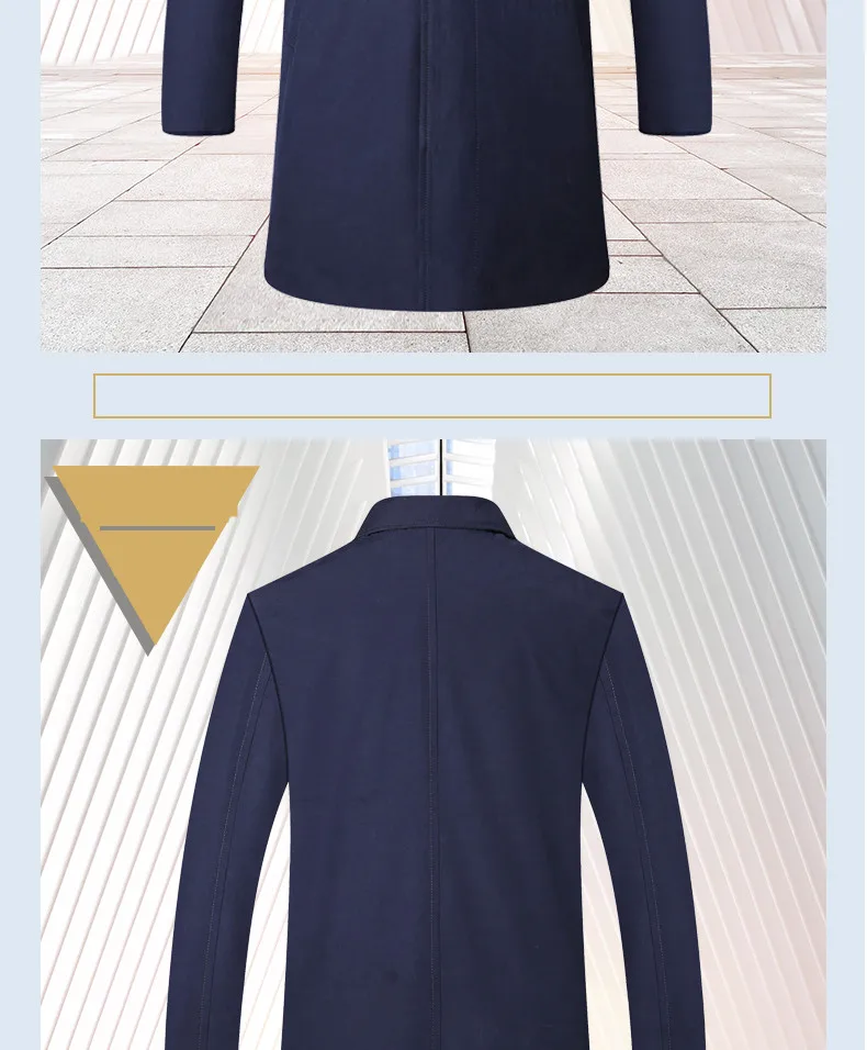 2018 New Spring Mens Casual Trench Coat Khaki blue Longline Thin Windbreaker Coats  (8)