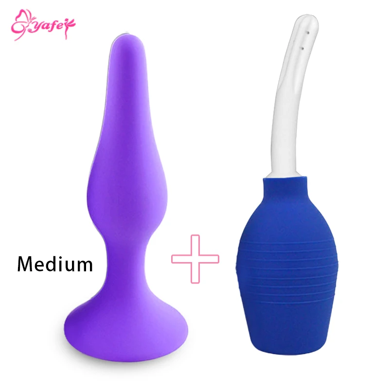 

Anal Toy Vagina Rectal Enema Anal Douche Cleaner Syringe Shower Silicone Adult Sex Toy For Women Men Gay Anus Butt Cleaning Plug