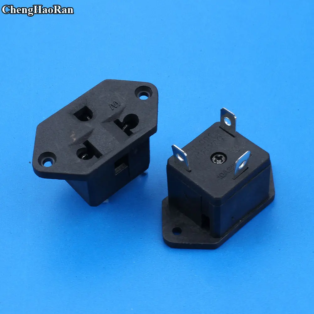 

ChengHaoRanBlack AC 250V10A Panel Mount US Outlet Power Socket Electrical Socket female industrial Socket plug power connector
