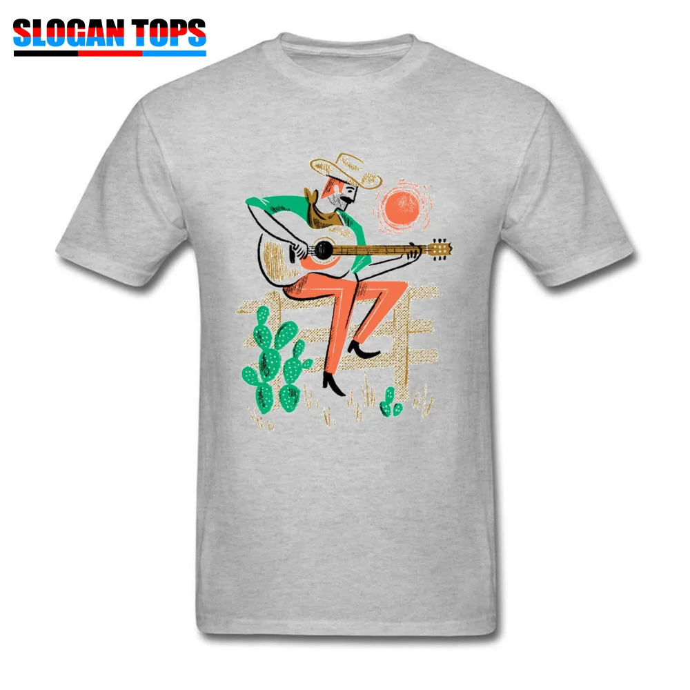 cowboy guitar 2018 Discount Design Tops T Shirt Round Neck Fall 100% Cotton Short Sleeve T Shirt for Men Camisa Tee-Shirts cowboy guitar grey