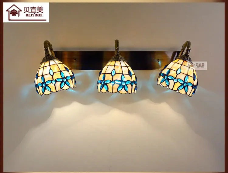 Средиземноморский Led Tiffanylampe, Тиффани Русалка бра Ac 110/220 v E27 Shell бра для дома коридор Спальня