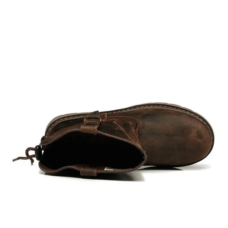 Cuero Cilindro Botas Nuevos De Hombre Moda Hombres Botas Ocio Invierno Occidental Marrón Genuino Los rxSS0twRn