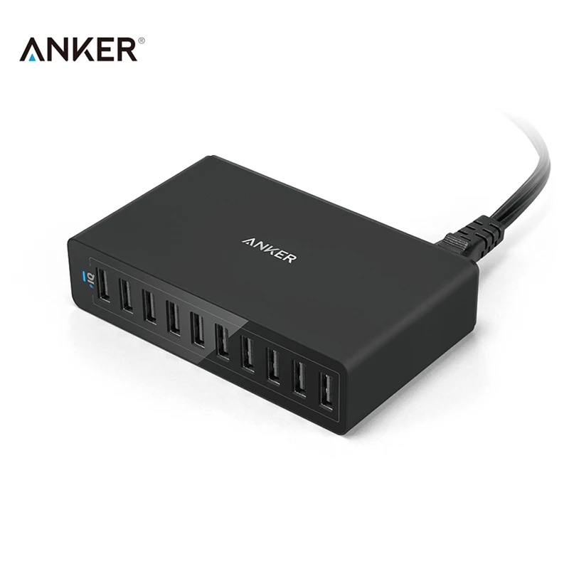 Anker PowerPort 10 USB Зарядное Устройство 2А PowerIQ Телефон 60 Вт 5 V/12A Быстрая Зарядка Smart для