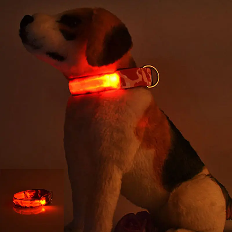 Регулируемый нейлоновый Glow Домашние животные собака светодиодный свет Leopard Водонепроницаемый флэш-Ночной ошейник Высокое качество