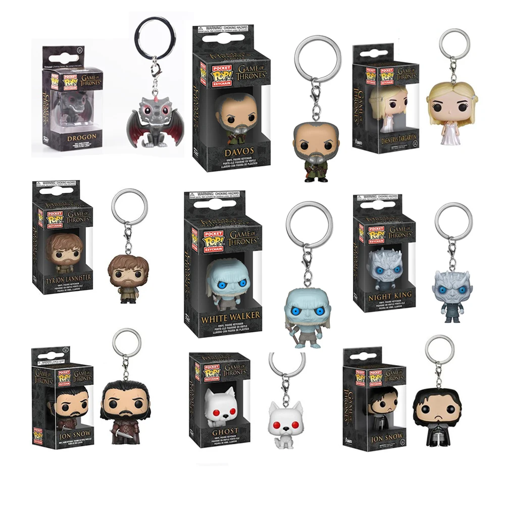 

Funko POP Keychain Game of thrones DAVOS WHITE WALKER JON SNOW DROGON NIGHT KING Vinyl Action Figures Collection Model toys