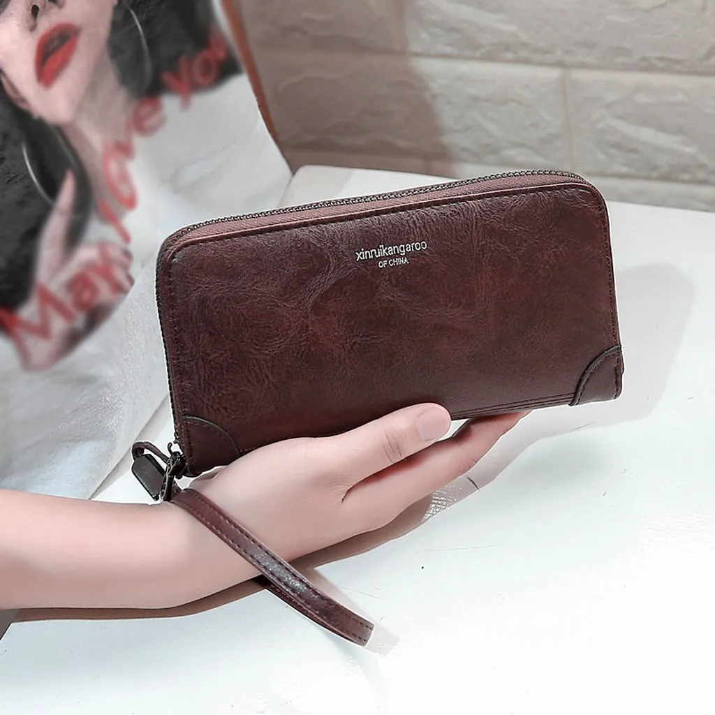 

Wallet men leather New Fahsion Men's Mobile Phone Bag Long Wallet Zipper Wallet Multi-Card Bag Package Clutch Purse Card Holder