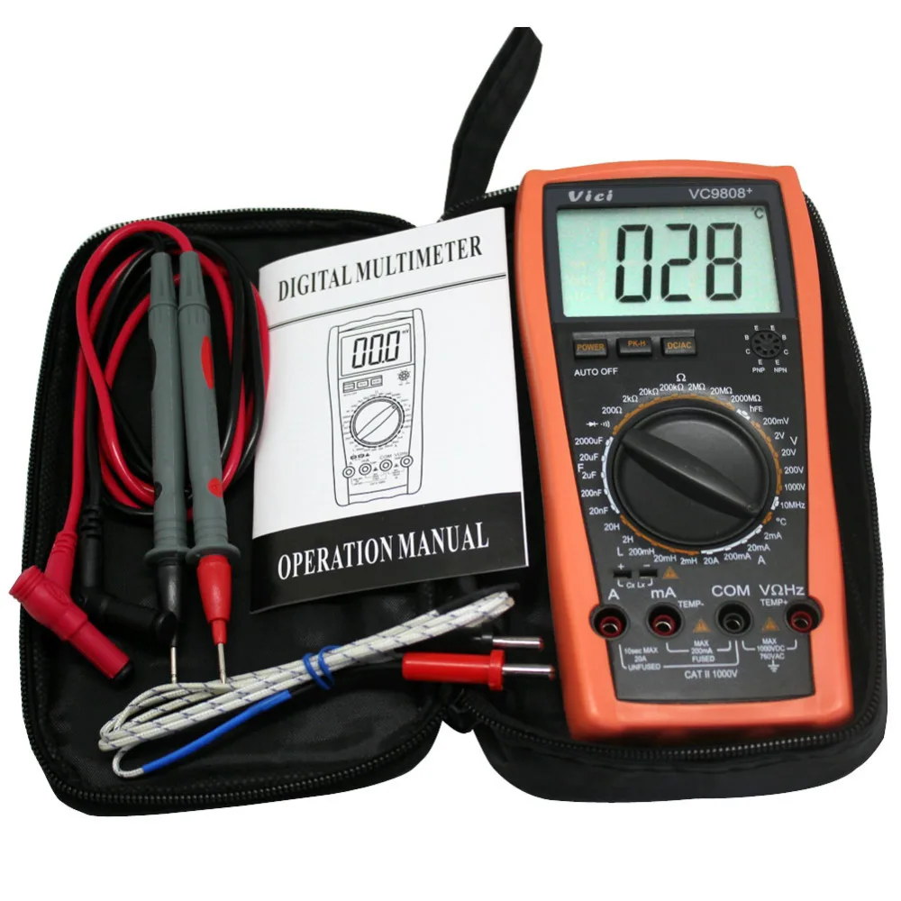Ship from USA 3 1//2 Digital multimeter DCV ACV DCA//R//C//L//F 1 New VC9808