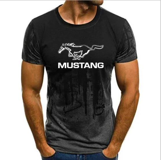 Мужская Однотонная футболка с коротким рукавом Ford Mustang Повседневная однотонная
