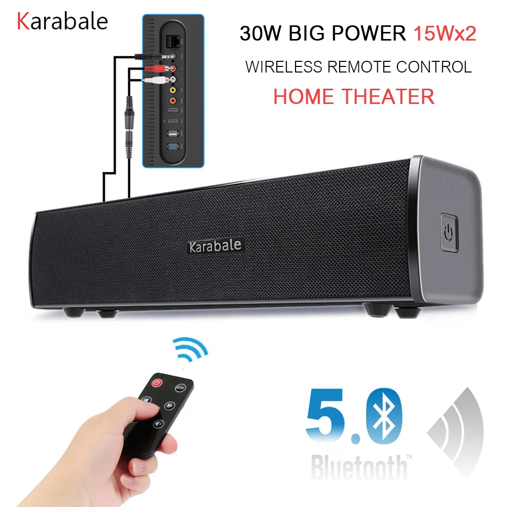 30 Вт HIFI Bluetooth динамик саундбар портативный тяжелый бас беспроводной пульт