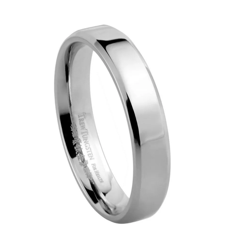

Beveled Flat Polished Finish Titanium Band Width - 4MM /TIRI0003L custom engraving available