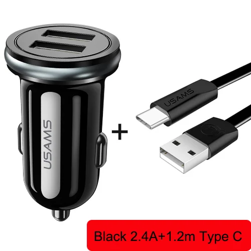USAMS podwójna ładowarka samochodowa Usb Mini do telefonu ładowarka samochodowa z bocznikiem mini usb