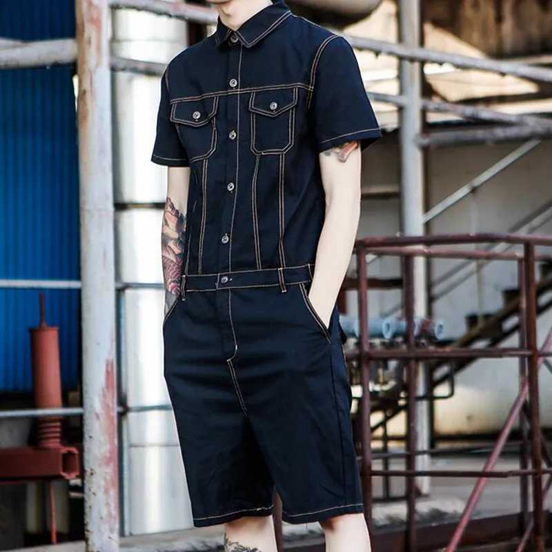 mens denim one piece jumpsuit