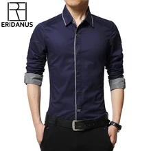 Весенние мужские рубашки, одноцветные, высокое качество, хлопок, мужские, с длинным рукавом, корейский стиль, приталенные, деловые и повседневные рубашки M050