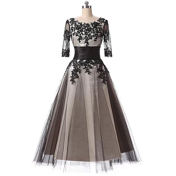 

2016 New Arrival robe de soiree Black evening dress Appliques Lace Vestido de festa longo Prom evening dresses for women