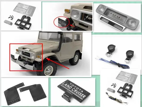 

CChand Metal licence plate headlights grilles rear fender led cover For RC4WD Land CURISER toyota FJ40 G2 Rock Cralwer RC parts