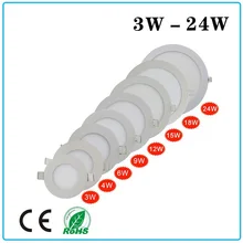 5 шт./партия, круглая/квадратная панель, ультратонкая 3 Вт SMD 2835 Светодиодная панель, алюминиевая оболочка, AC85-265V