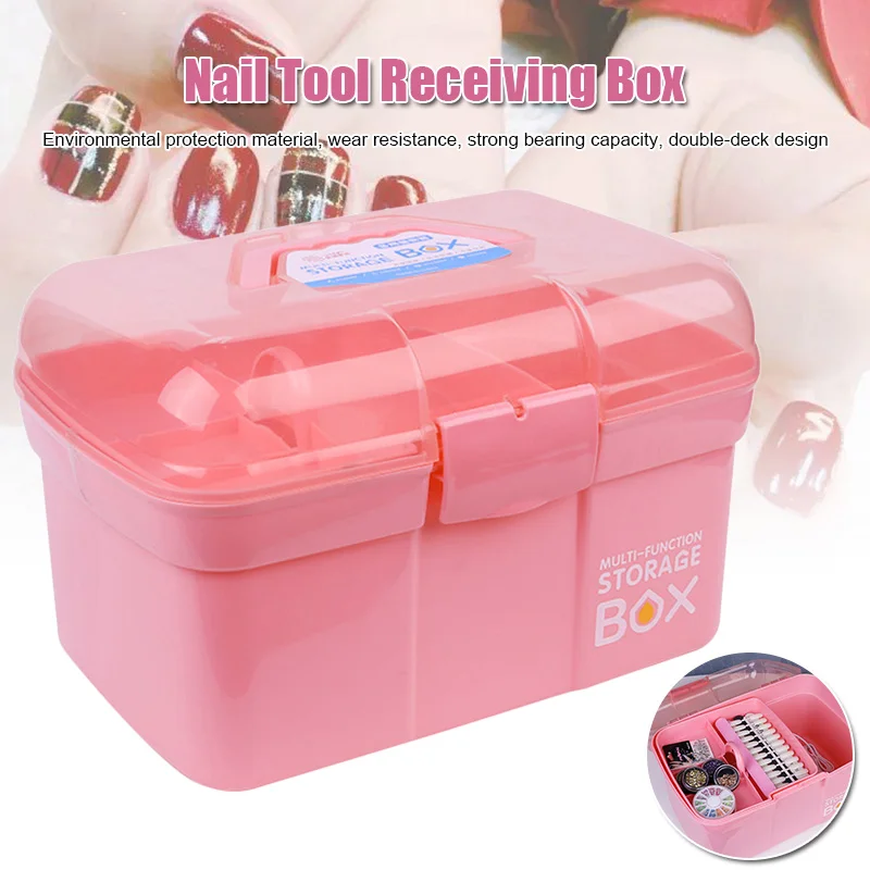 

Hand-held Storage Box Organizer Container for Jewelry Nail Polish Pen Manicure Tool ---MS