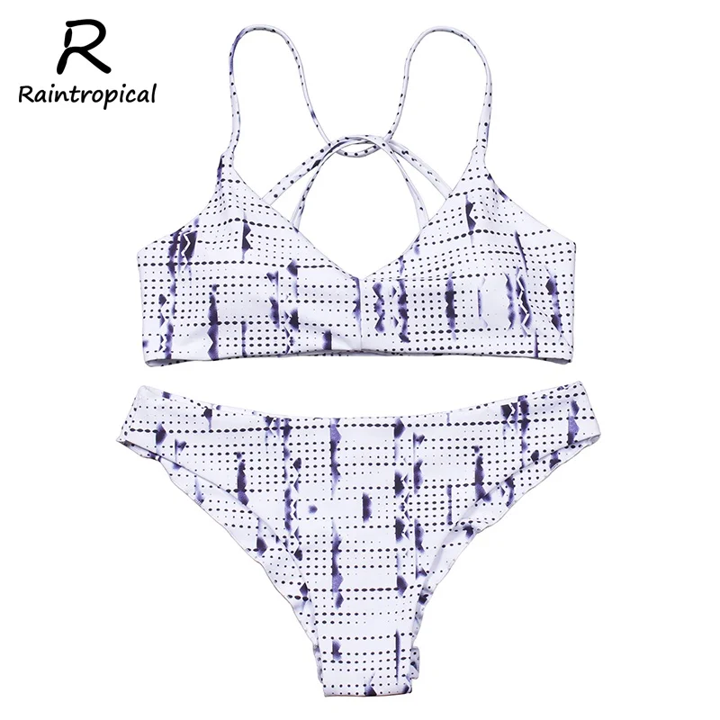 

Raintropical 2019 Sexy Bikinis Women Swimsuit Vintage Print Dot Swimwear Push Up Brazilian Set Bikini Female Beach Bathing Suit