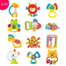 Baby Toys Plastic Hand Jingle Shaking Bell Lovely Hand Shake Bell Ring 12PCS Baby Rattles Toys
