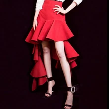 Весенняя юбка средней длины для женщин новая юбка-торт с неровным краем листьев лотоса рыбий хвост юбка J201904000013