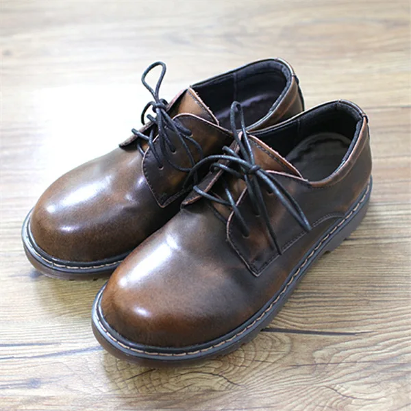 

New Genuine Leather Women's Shoes Low Top Retro Martin Shoes Literary Casual Shoes