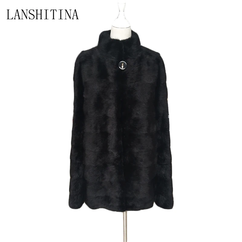 

Mink fur coat woman natural real mink fur jacket black 70cm length ordinary collar winter warm fur coat can be customized