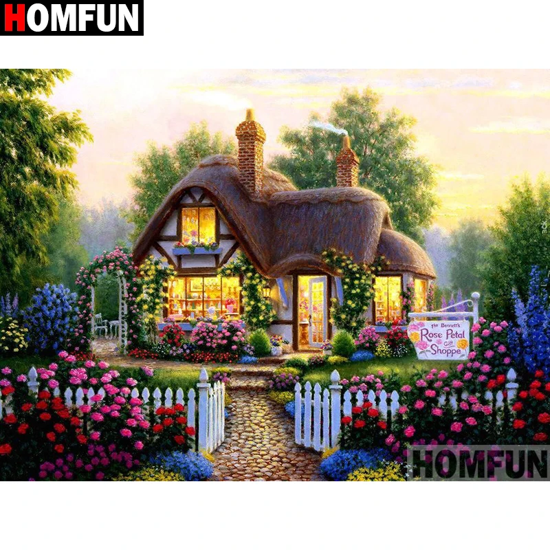 

HOMFUN Full Square/Round Drill 5D DIY Diamond Painting "House landscape" Embroidery Cross Stitch 3D Home Decor Gift A11521
