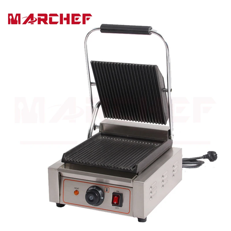 1800W Single Head Small Size Commercial Sandwich Press Contact Grill