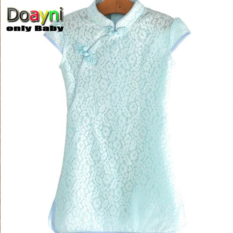 Doayni/винтажное платье принцессы Ципао для маленьких девочек кружевное платье-футляр в китайском стиле платье средней длины для маленьких девочек от 80 до 170 лет