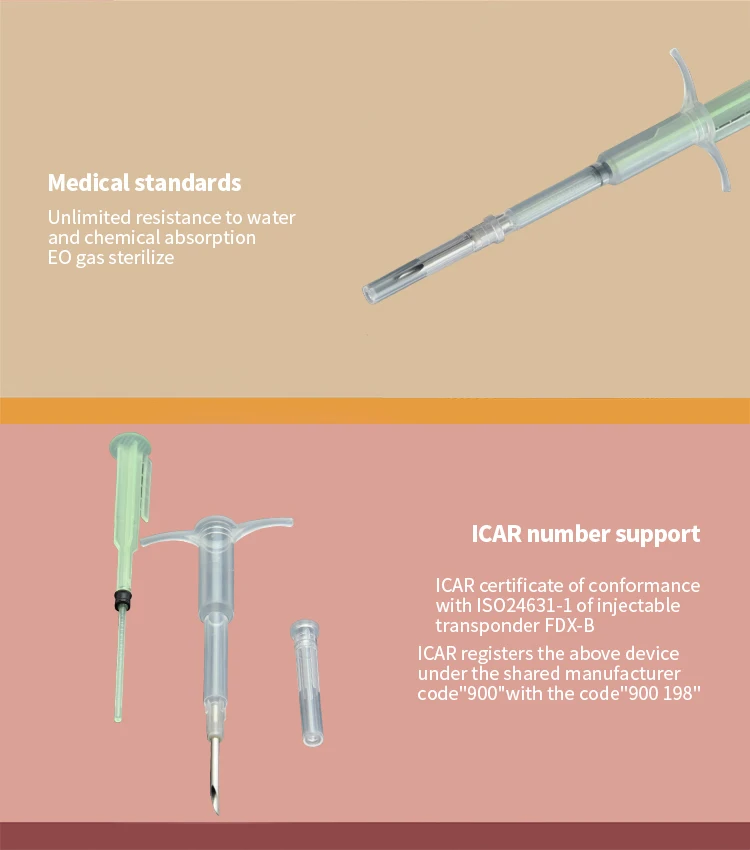 X 50 шт. Икар FDX-B RFID микрочип 2.12*12 мм животных шприц крупного рогатого скота инжектор