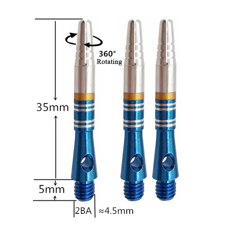 3 PCS/lot Aluminum Dart Shaft 40mm 2BA Thread 360 Degree Rotating Dart