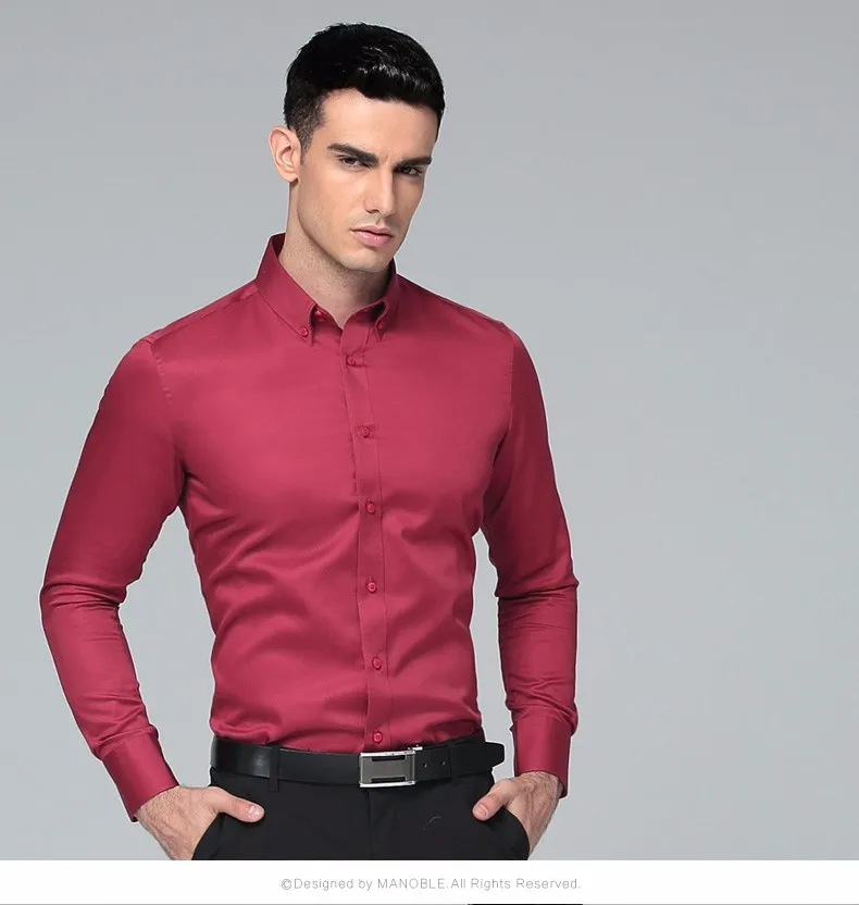 mens short sleeve white shirt High Quality 2021 Brands New Regular Fit Shirts for Men Business Long Sleeve Cufflink Cotton Solid Color Camisas De Hombre mens short sleeve dress shirts