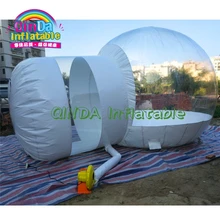 Дизайн Роскошный прозрачный 4 м купол открытый прозрачный надувной кемпинг пузырь палатка с входом туннель вход