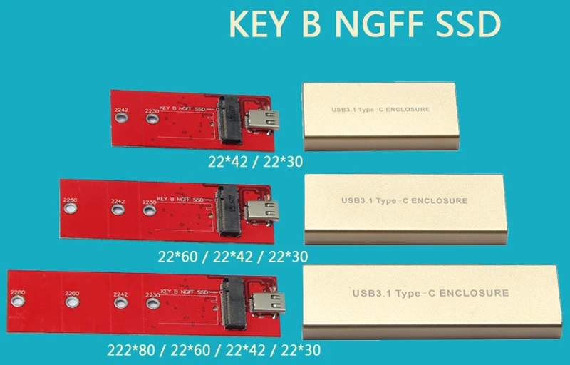 

Металлический корпус для жесткого диска, переходник с USB 3,1 Type-C на M2 NGFF B Key SSD, внешний мобильный бокс для M2 NGFF B Key SSD