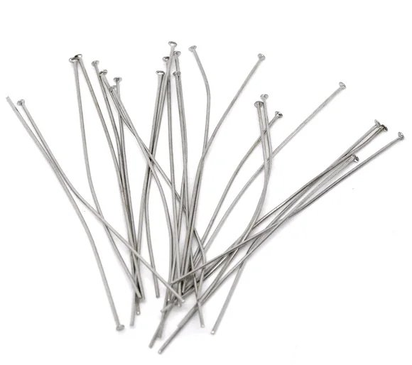 

DoreenBeads Alloy Head Pins Silver Tone 7cm(2 6/8") long, 0.7mm ( gauge,) 30 PCs new