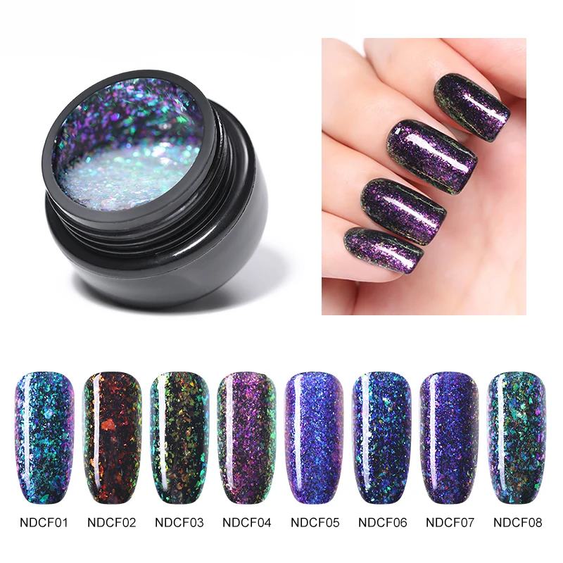 

NICOLE DIARY 5ml Chameleon Nail UV Gel Polish Soak Off Nail Art UV Gel Varnish Sequins Black Base Needed Manicure Art Gel