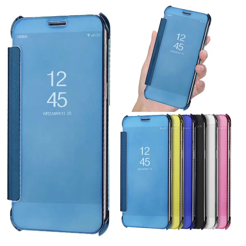 

S9+ Luxury Flip Case For Samsung Galaxy S9 S9 Plus S8 Note 8 Smart Clear View Mirror Leather Cover For Samsung Note 8 Case