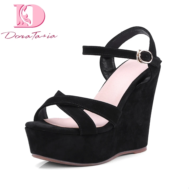 

DoraTasia Brand Kid Suede Leather New Arrivals Summer Sandal Shoes Women Fashion Platform Wedge Heels Party Sandals