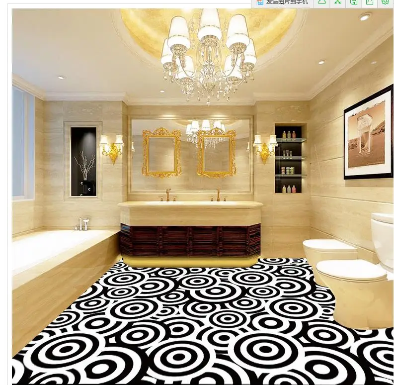 3D wallpaper floor for living room Stereoscopic circular pattern Custom Photo self-adhesive 3D floor