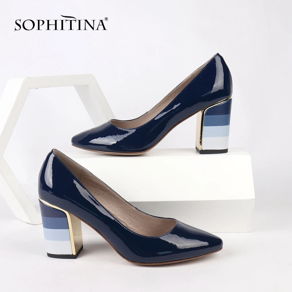 

SOPHITINA Comfortable Square Heel Pumps Fashion Round Toe Special Design Square Heel Shoes Special Hot Sale Women's Pumps PC153