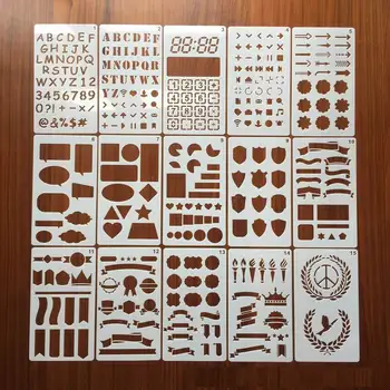 

QONE 270 Pcs Bullet Journal Stencil Set Painting template stencil ruler for Journaling Drawing Painting Card And Art DIY Craft