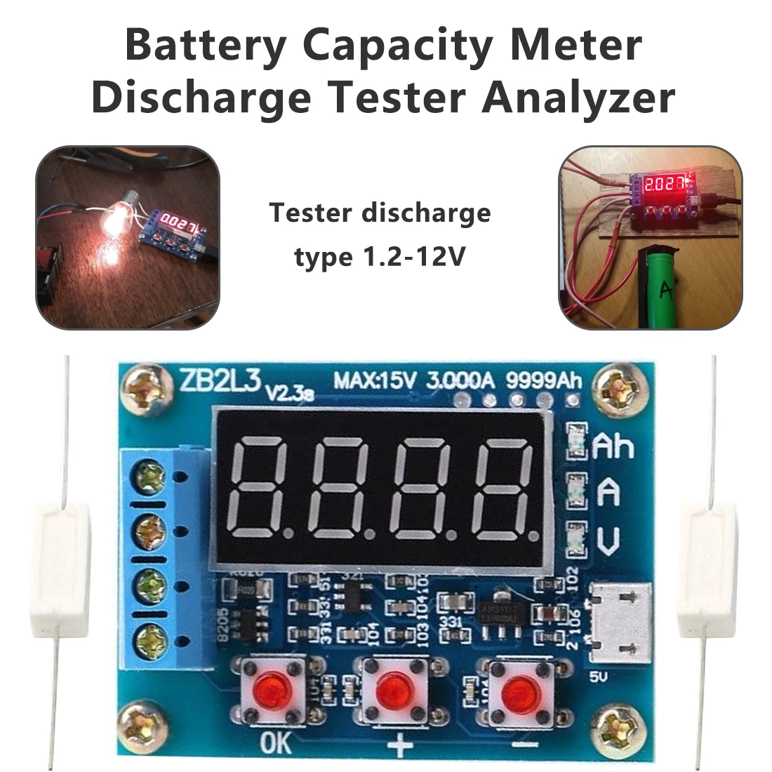 1.2 12V Li ion Lithium Lead acid Battery Capacity Meter Discharge