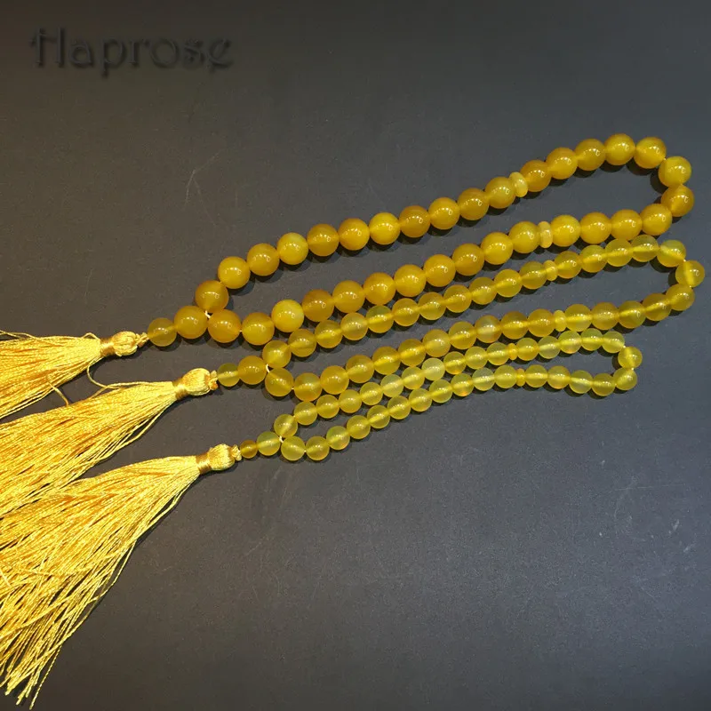 

Haprose Natural 33 beads yellow Bead Stone round Shape 10mm 12mm Tesbih Allah rosary prayer beads Islamic muslim A g a t e