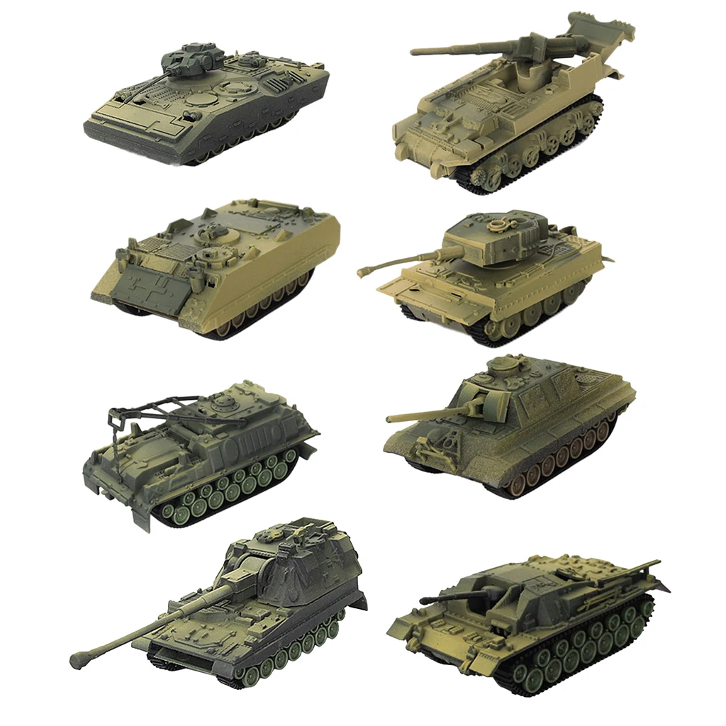8 Pieces 4D Modern Tank Model 1:72 Heavy Tank Sand Table Model Wargame Game Diorama Scenery Layout
